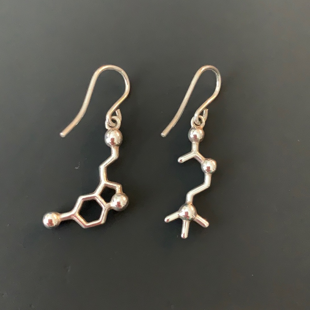 925 silver serotonin & dopamine molecule earrings